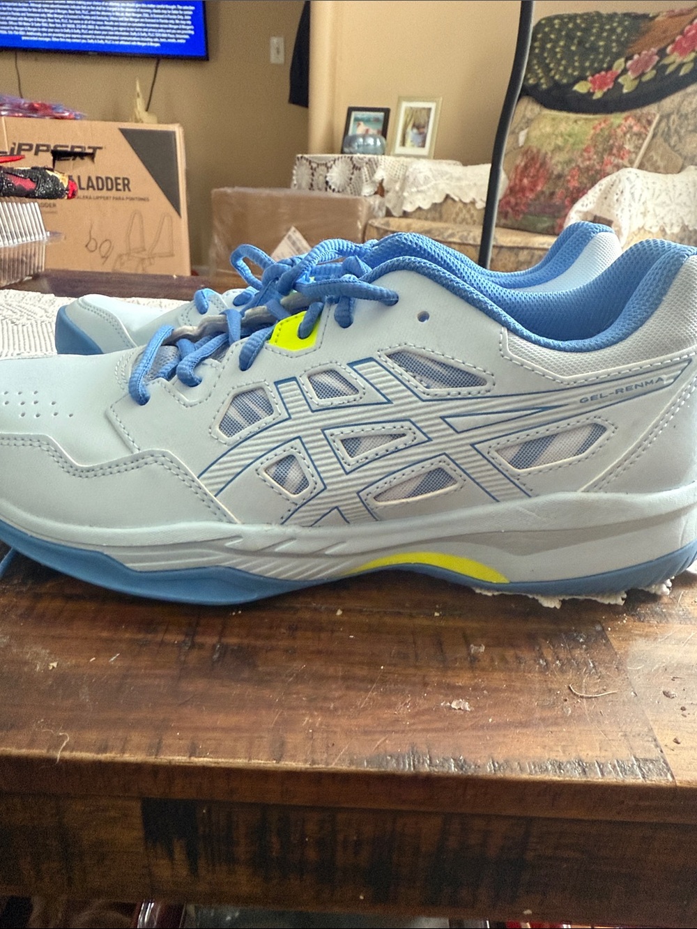 Asics Gel Renma Women's Athletic Shoes in Light Blue, White & Yellow Accents